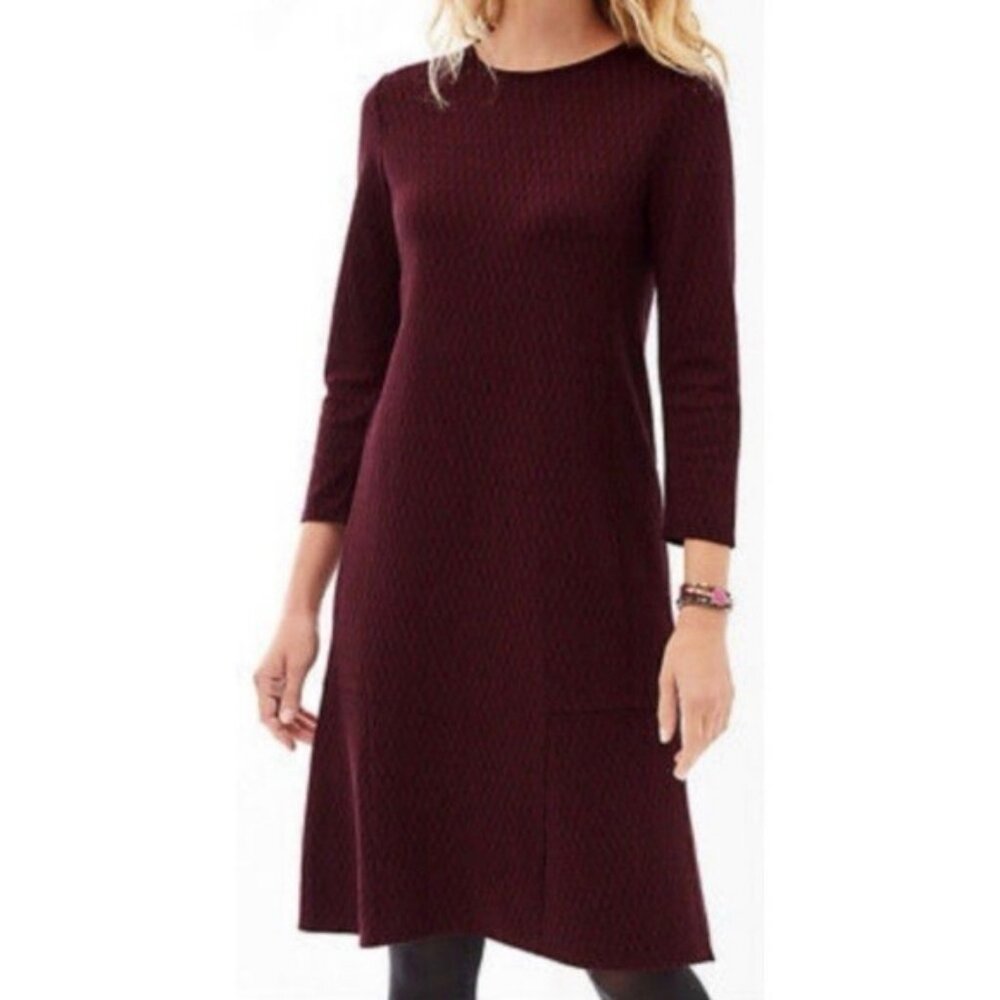 J.Jill Burgundy Ponte Knit Shift Dress Size L